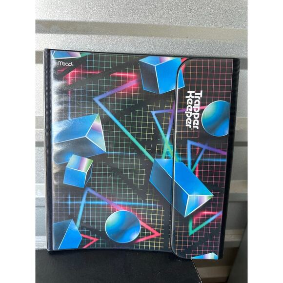 Vintage Mead Trapper Keeper Binder Geometric Shapes 1" Ring Portfolios Retro - Picture 1 of 5